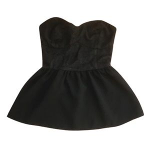 🧚DIVIDED Black Strapless Elastic Back Dress Sz 2